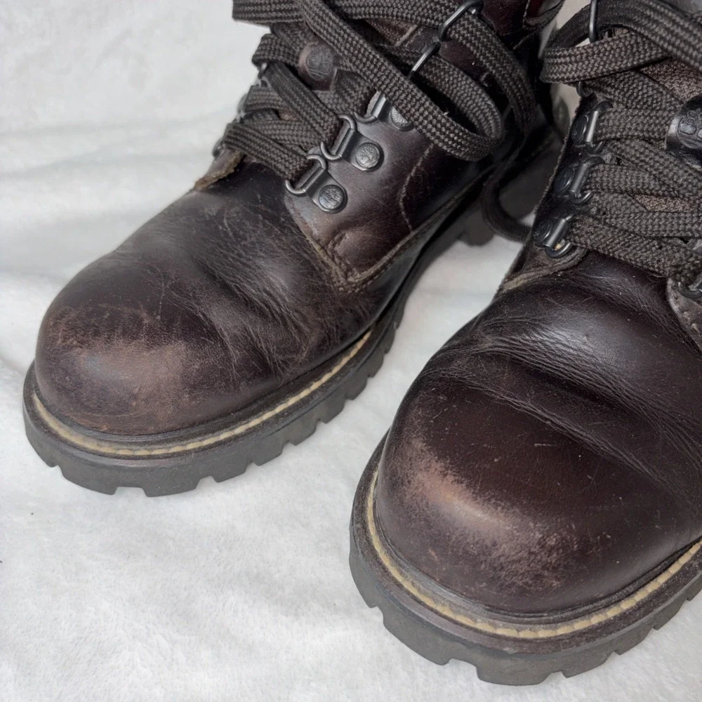 Vintage Timberland Ridge Rider Brown 8 Leather Hiking Work Boots Gorpcore Grunge